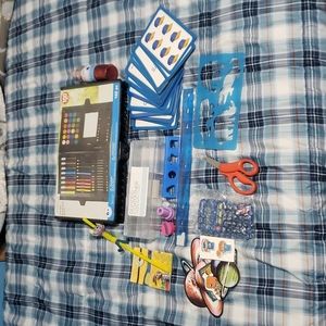 Kids mixed arts and crafts lot art set school supplies flash cards over 15 pc